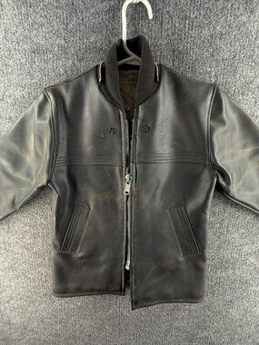 VTG Melton Bomber Jacket Clark Zipper Gray Expanded Vinyl, Pockets Size 8